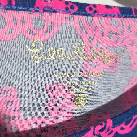 Lilly Pulitzer Navy and Hot Pink Elephant Print Dress 100% Pima Cotton Size XS - Picture 2 of 7